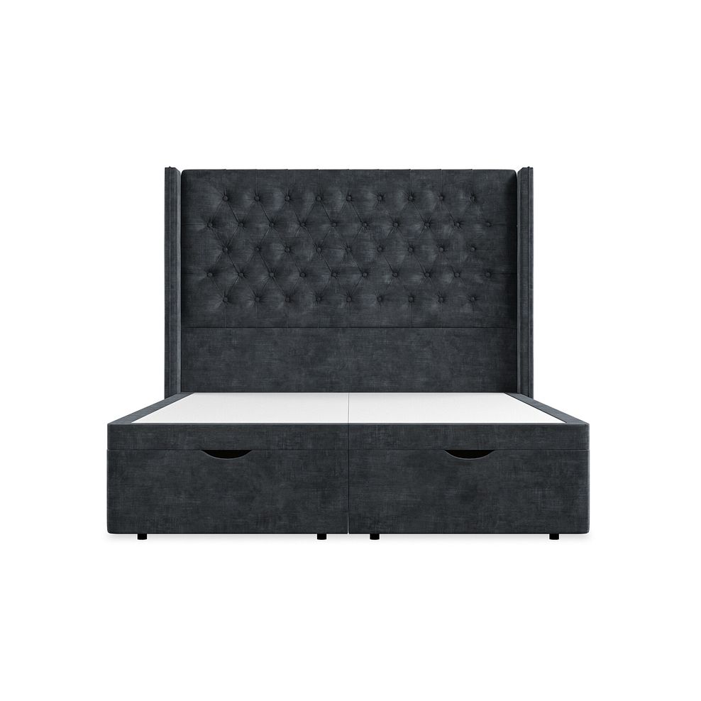 Wycombe King-Size Ottoman Storage Bed with Winged Headboard in Heritage Velvet - Charcoal 4
