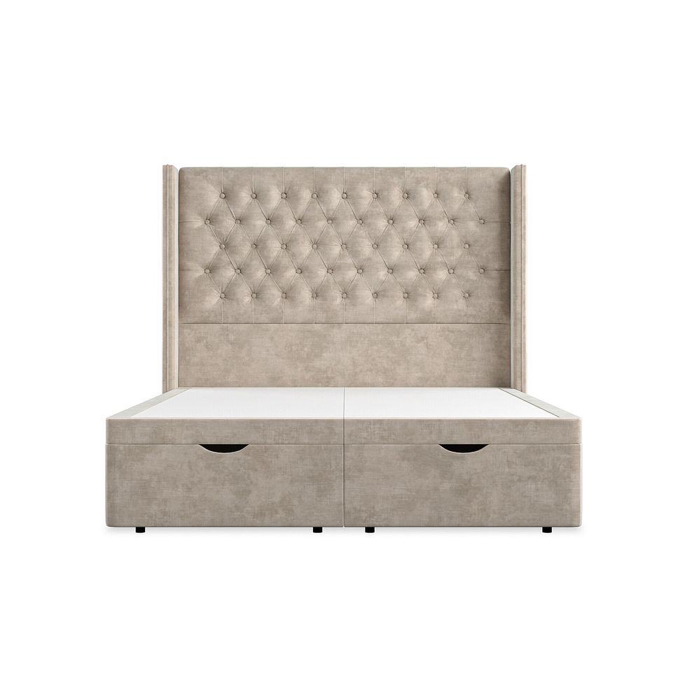 Wycombe King-Size Ottoman Storage Bed with Winged Headboard in Heritage Velvet - Mink Thumbnail 4