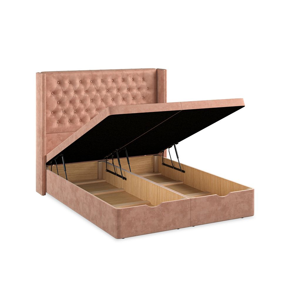 Wycombe King-Size Ottoman Storage Bed with Winged Headboard in Heritage Velvet - Powder Pink 3