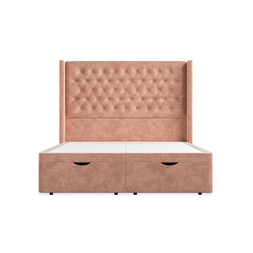 Wycombe King-Size Ottoman Storage Bed with Winged Headboard in Heritage Velvet - Powder Pink 4
