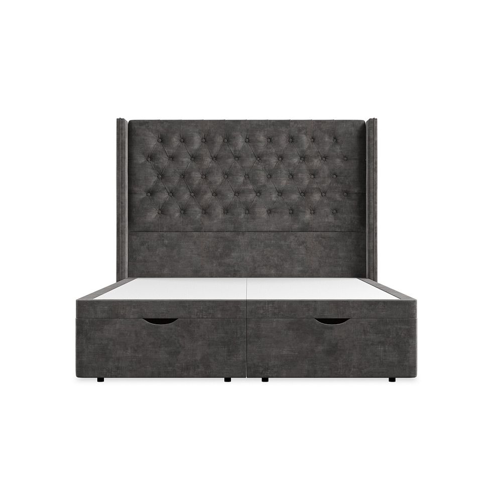 Wycombe King-Size Ottoman Storage Bed with Winged Headboard in Heritage Velvet - Steel 4