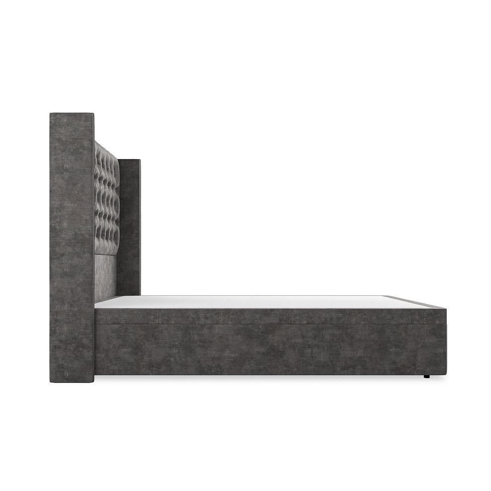Wycombe King-Size Ottoman Storage Bed with Winged Headboard in Heritage Velvet - Steel 5