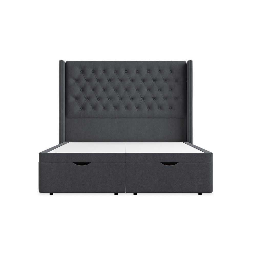 Wycombe King-Size Ottoman Storage Bed with Winged Headboard in Venice Fabric - Anthracite 4