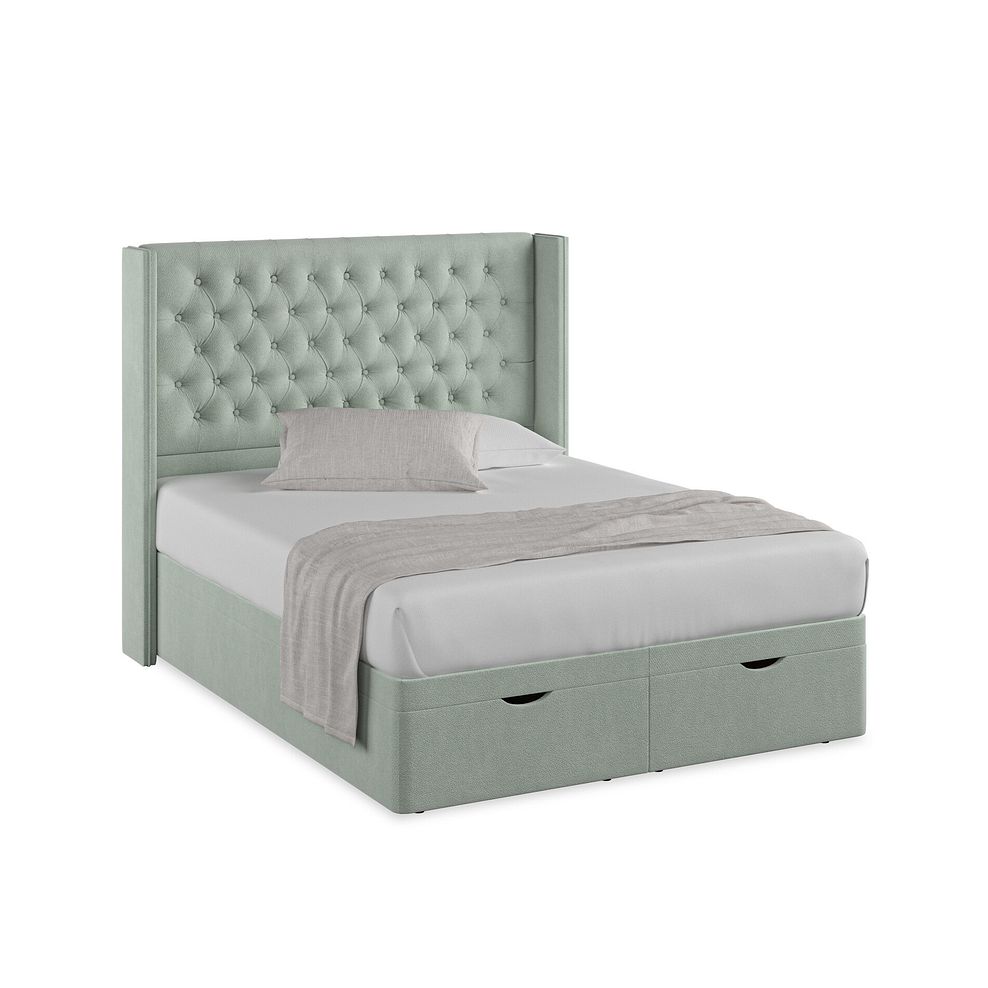 Wycombe King-Size Ottoman Storage Bed with Winged Headboard in Venice Fabric - Duck Egg 1