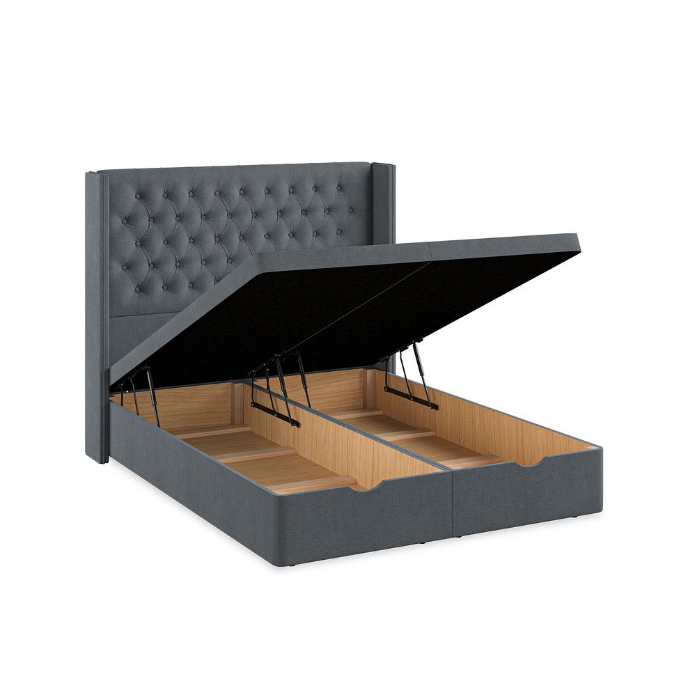 Wycombe King-Size Ottoman Storage Bed with Winged Headboard in Venice Fabric - Graphite 3