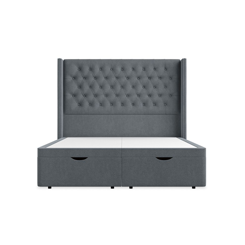 Wycombe King-Size Ottoman Storage Bed with Winged Headboard in Venice Fabric - Graphite 4