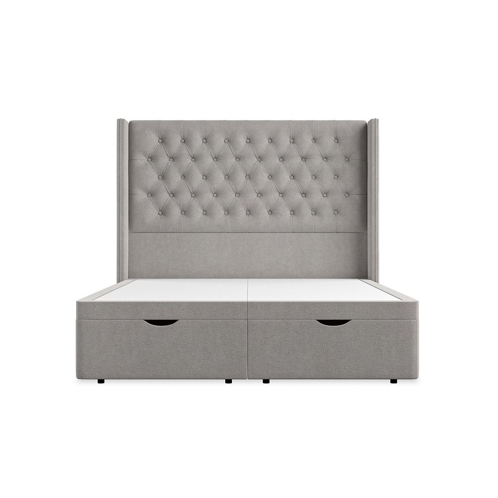 Wycombe King-Size Ottoman Storage Bed with Winged Headboard in Venice Fabric - Grey 4