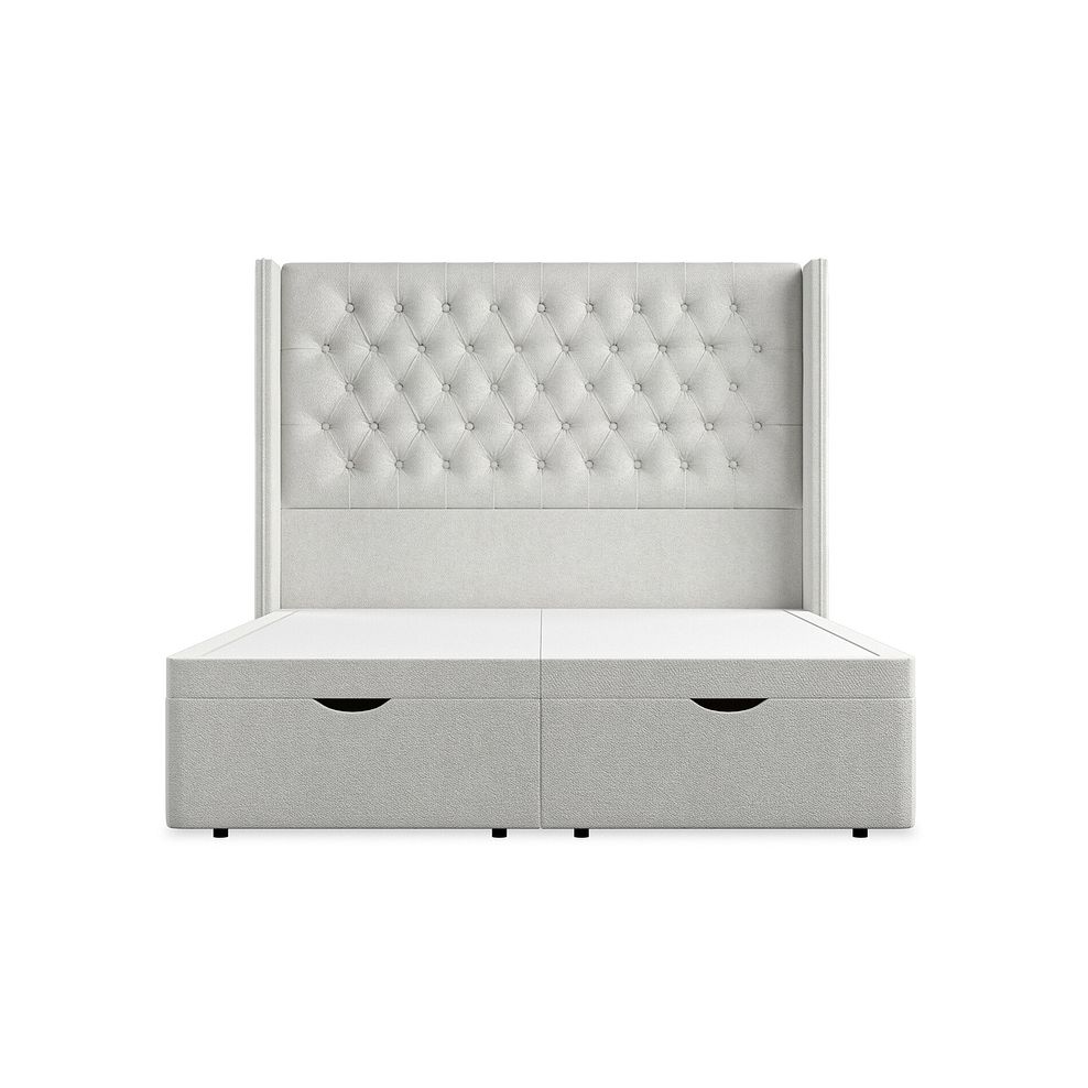 Wycombe King-Size Ottoman Storage Bed with Winged Headboard in Venice Fabric - Silver 4
