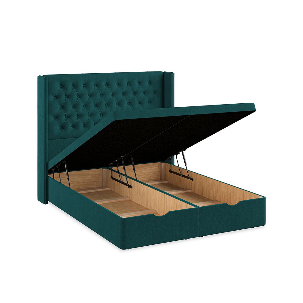 Wycombe King-Size Ottoman Storage Bed with Winged Headboard in Venice Fabric - Teal 3