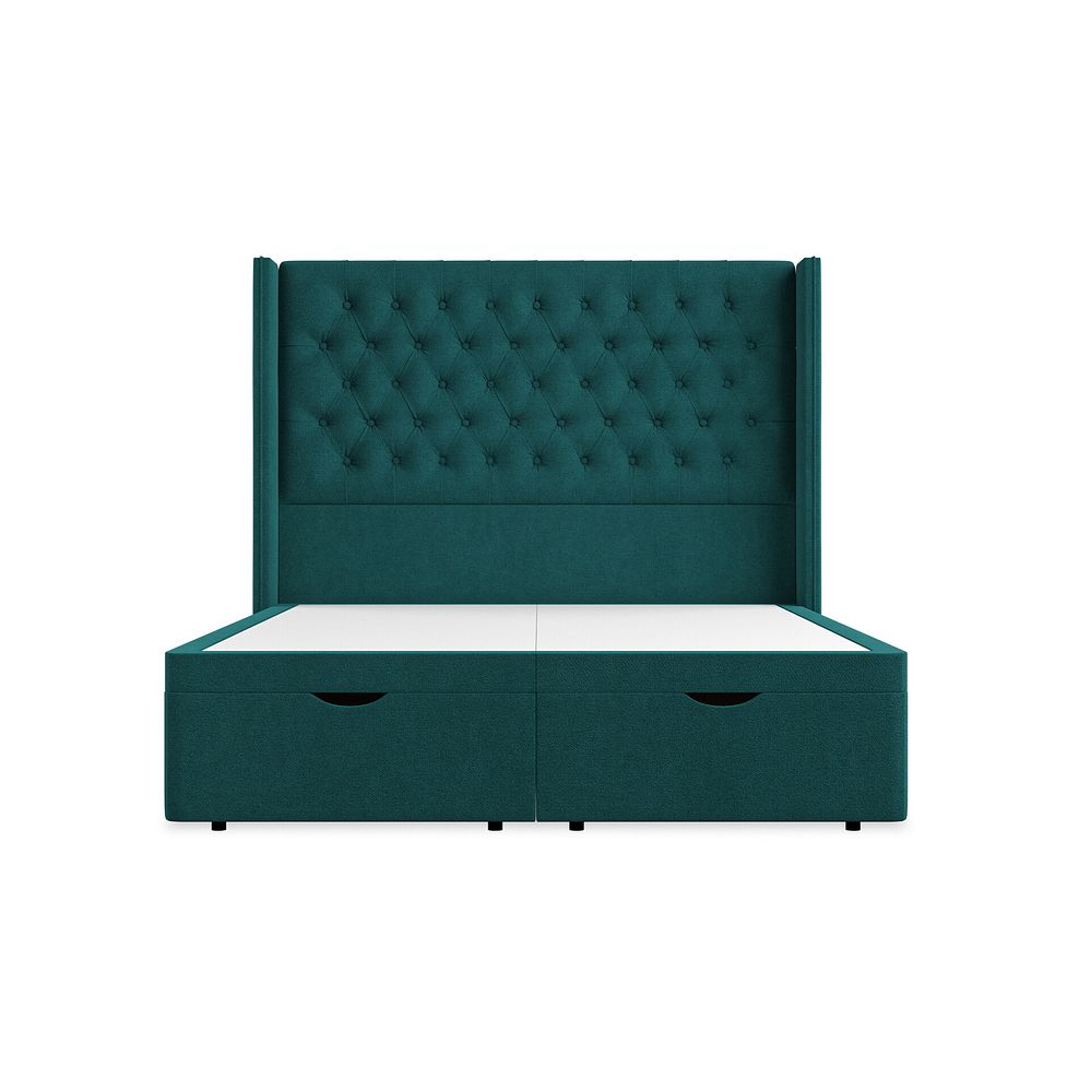 Wycombe King-Size Ottoman Storage Bed with Winged Headboard in Venice Fabric - Teal 4