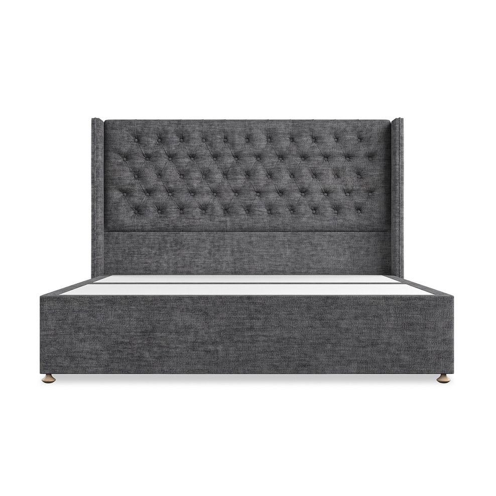Wycombe Super King-Size 2 Drawer Divan with Winged Headboard in Brooklyn Fabric - Asteroid Grey 3