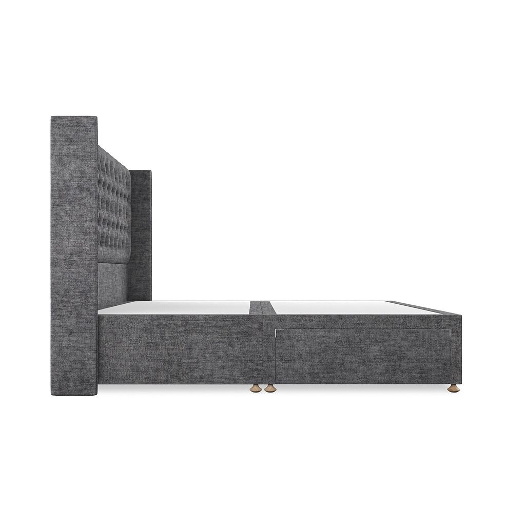 Wycombe Super King-Size 2 Drawer Divan with Winged Headboard in Brooklyn Fabric - Asteroid Grey 4