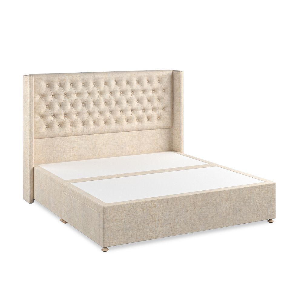 Wycombe Super King-Size 2 Drawer Divan with Winged Headboard in Brooklyn Fabric - Eggshell 2