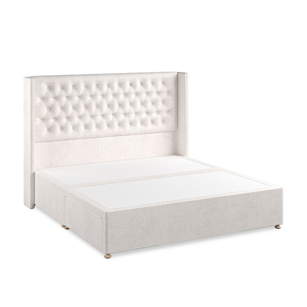 Wycombe Super King-Size 2 Drawer Divan with Winged Headboard in Brooklyn Fabric - Lace White 2