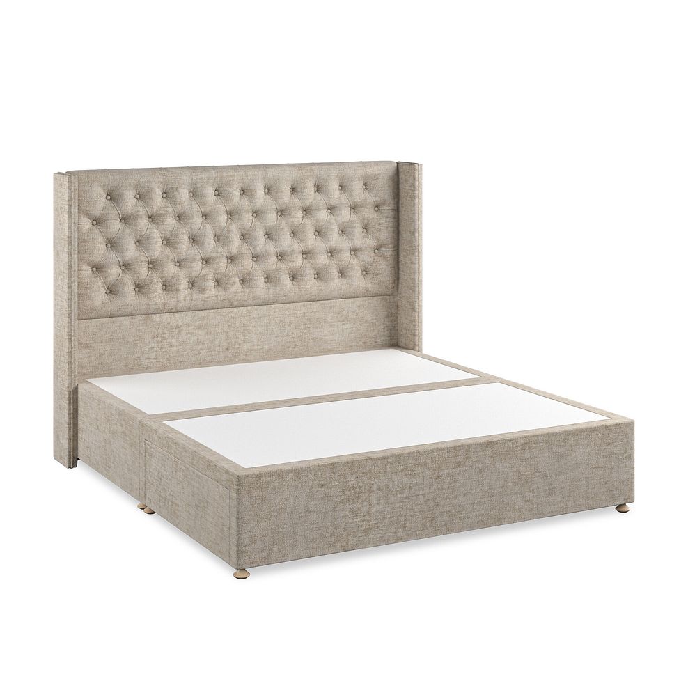 Wycombe Super King-Size 2 Drawer Divan with Winged Headboard in Brooklyn Fabric - Quill Grey 2