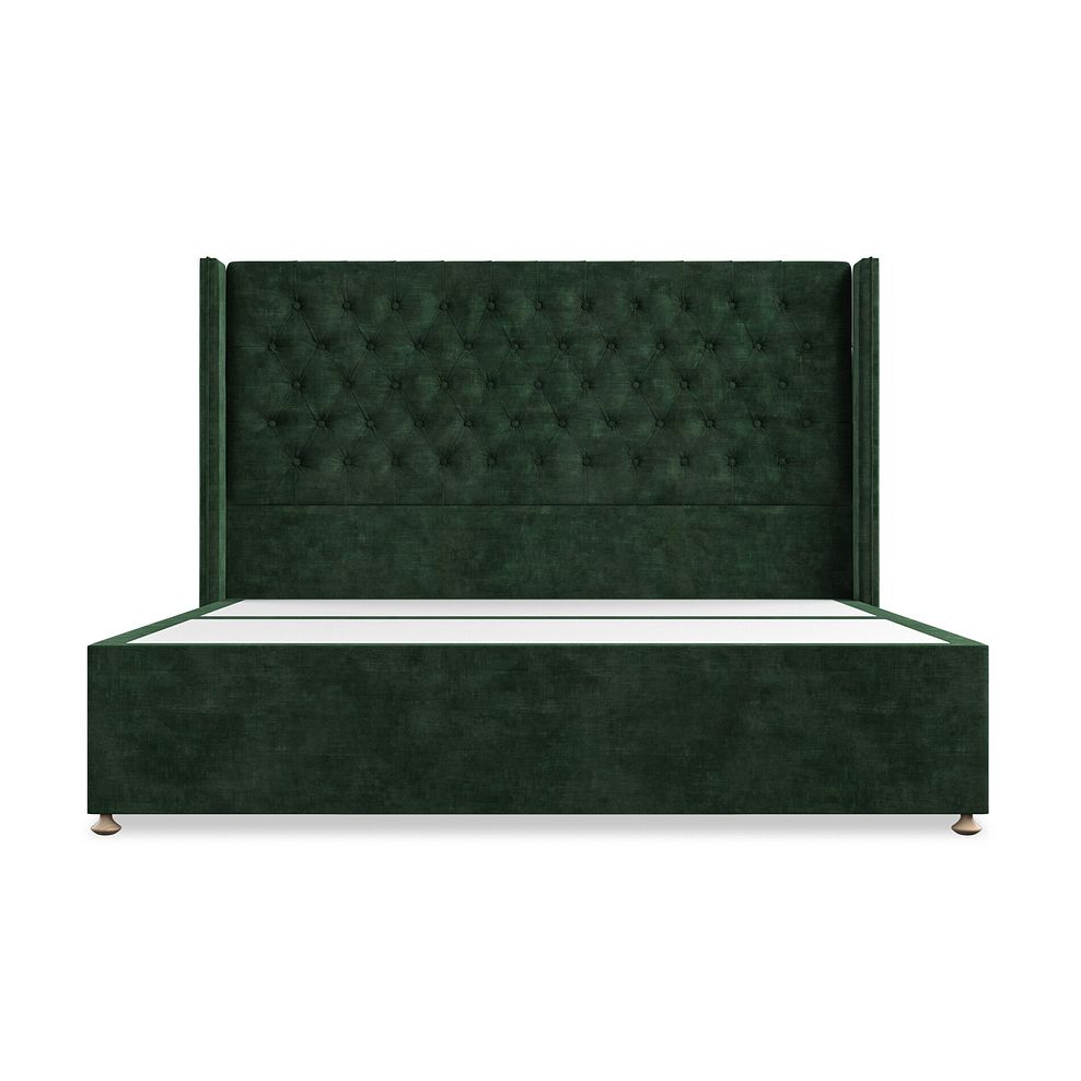 Wycombe Super King-Size 2 Drawer Divan with Winged Headboard in Heritage Velvet - Bottle Green 3