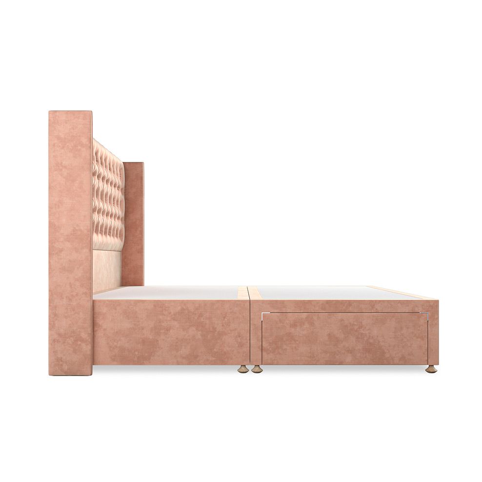 Wycombe Super King-Size 2 Drawer Divan with Winged Headboard in Heritage Velvet - Powder Pink 4