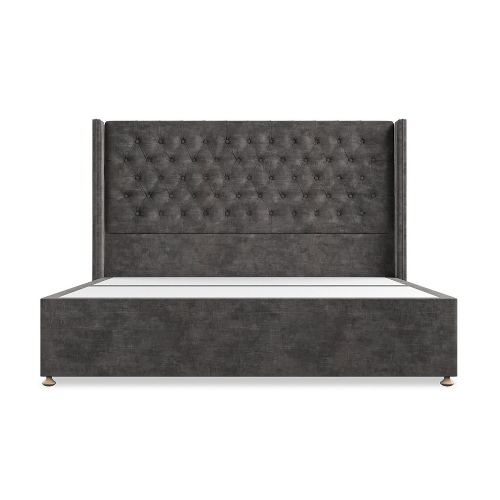 Wycombe Super King-Size 2 Drawer Divan with Winged Headboard in Heritage Velvet - Steel Thumbnail 3