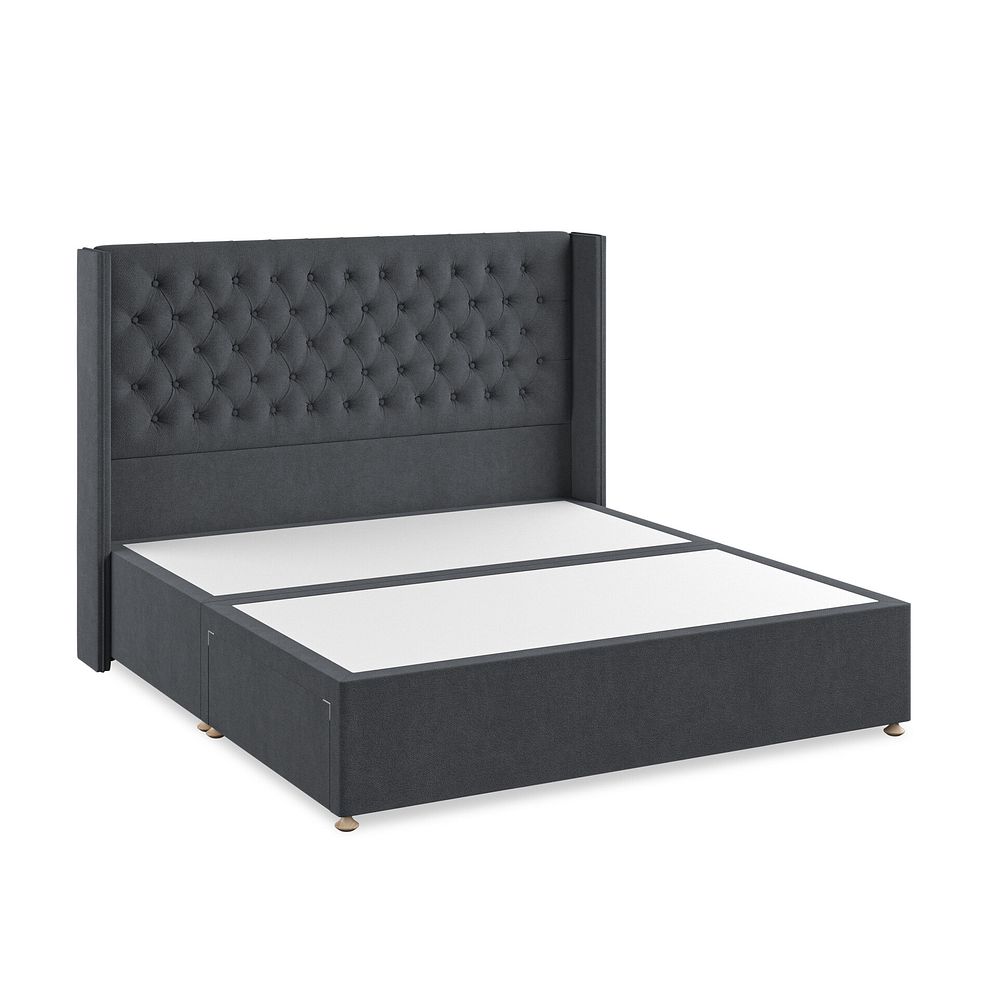 Wycombe Super King-Size 2 Drawer Divan with Winged Headboard in Venice Fabric - Anthracite Thumbnail 2