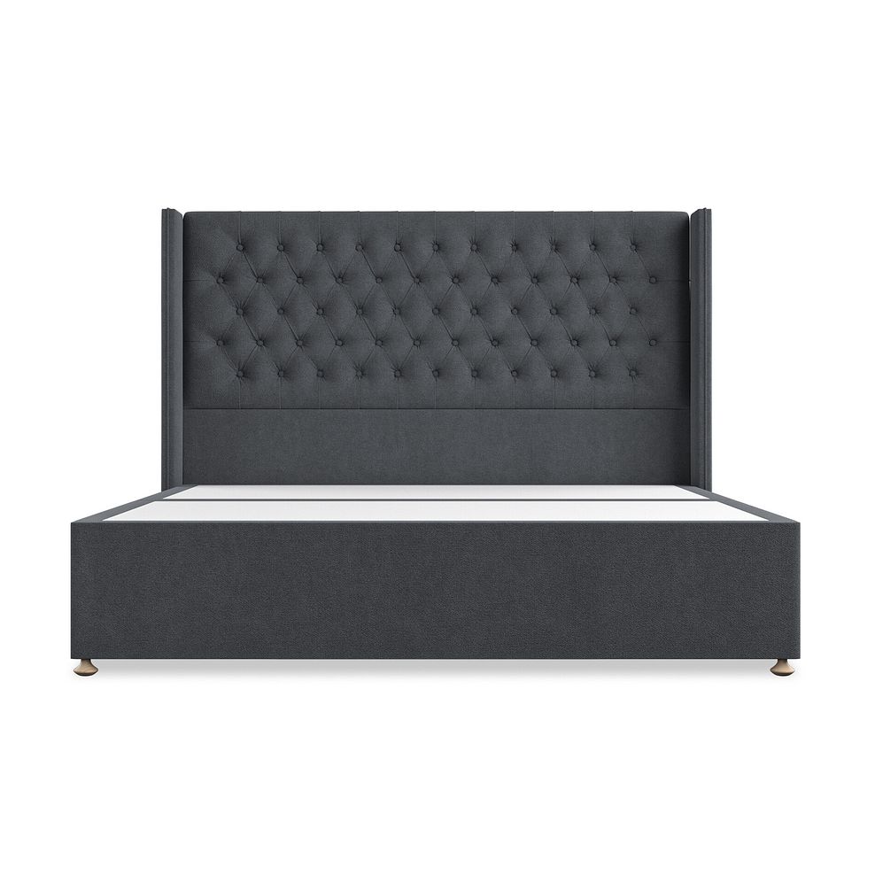 Wycombe Super King-Size 2 Drawer Divan with Winged Headboard in Venice Fabric - Anthracite 3