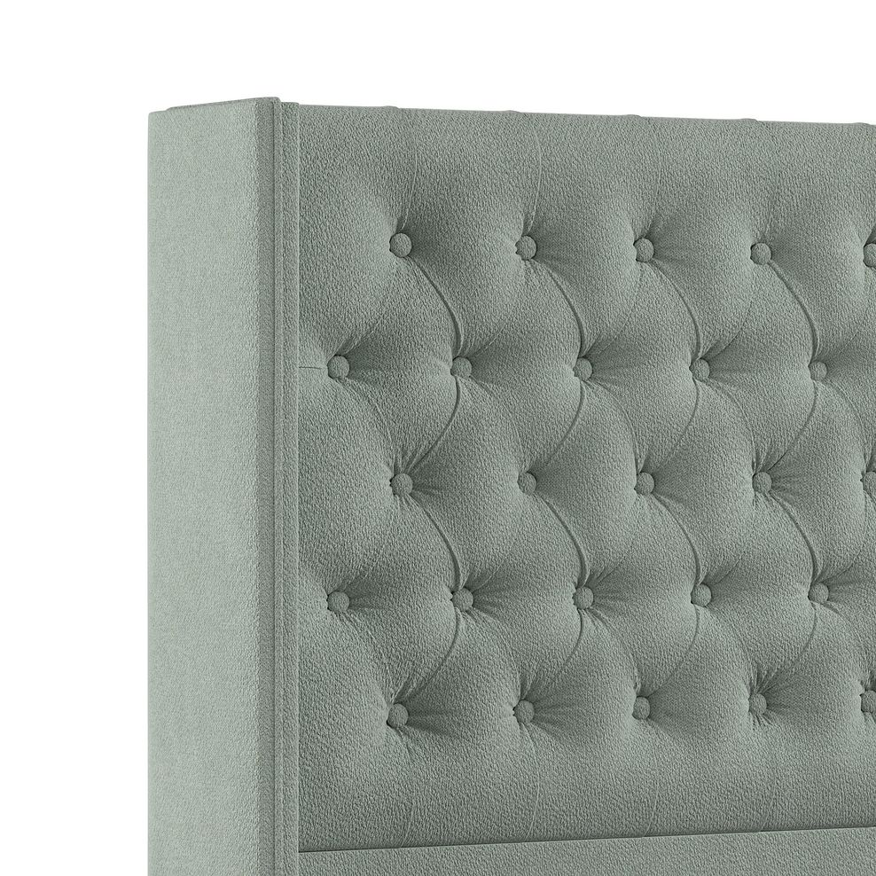 Wycombe Super King-Size 2 Drawer Divan with Winged Headboard in Venice Fabric - Duck Egg Thumbnail 5