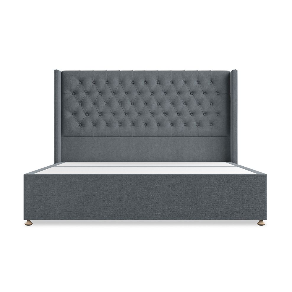 Wycombe Super King-Size 2 Drawer Divan with Winged Headboard in Venice Fabric - Graphite 3