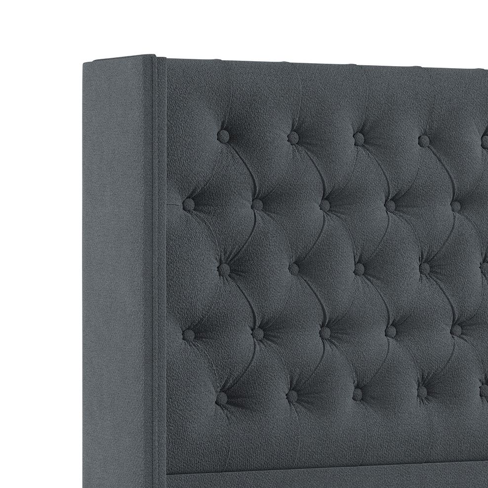 Wycombe Super King-Size 2 Drawer Divan with Winged Headboard in Venice Fabric - Graphite 5