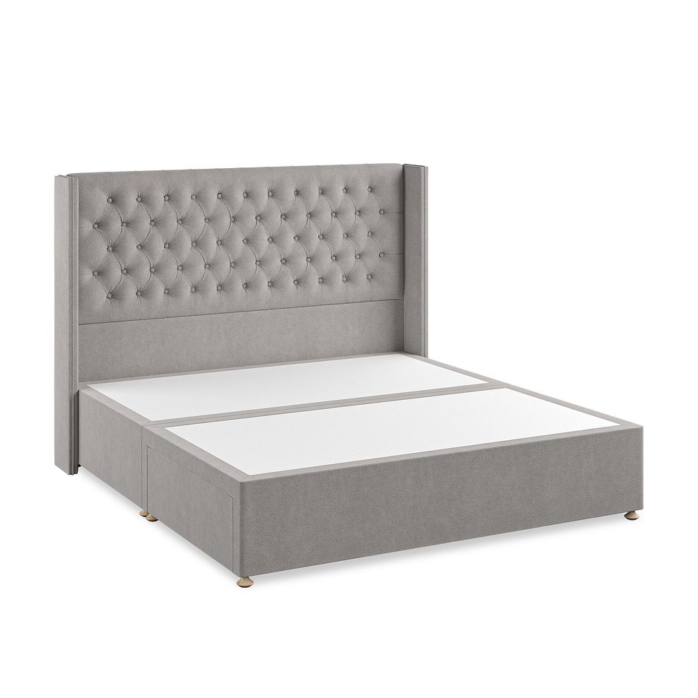 Wycombe Super King-Size 2 Drawer Divan with Winged Headboard in Venice Fabric - Grey 2
