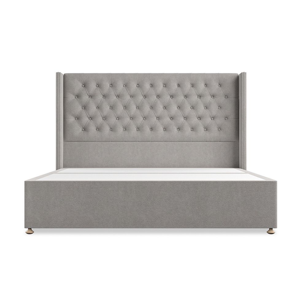 Wycombe Super King-Size 2 Drawer Divan with Winged Headboard in Venice Fabric - Grey 3