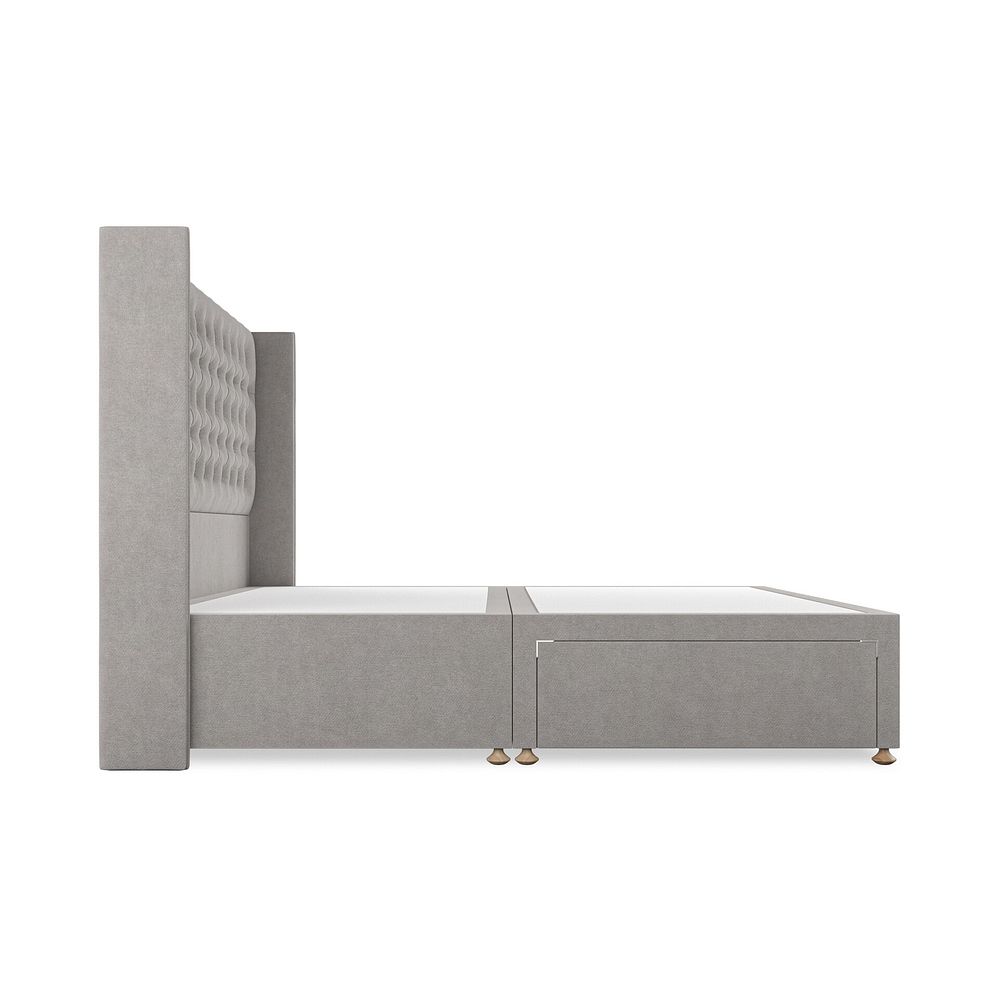 Wycombe Super King-Size 2 Drawer Divan with Winged Headboard in Venice Fabric - Grey 4