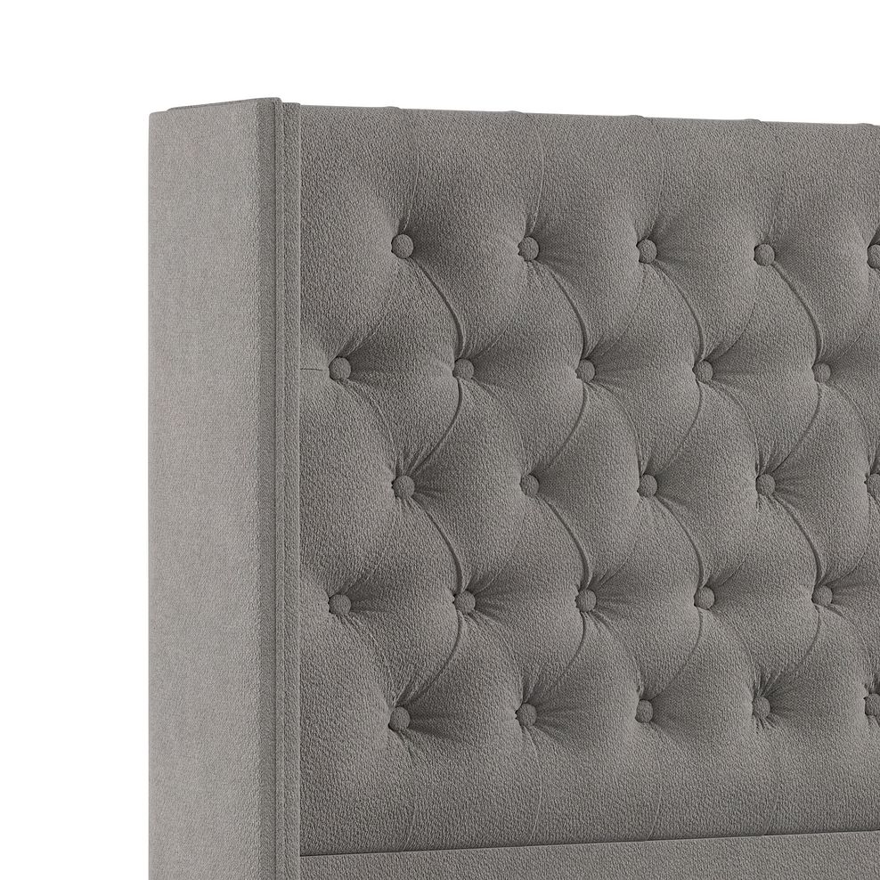 Wycombe Super King-Size 2 Drawer Divan with Winged Headboard in Venice Fabric - Grey 5