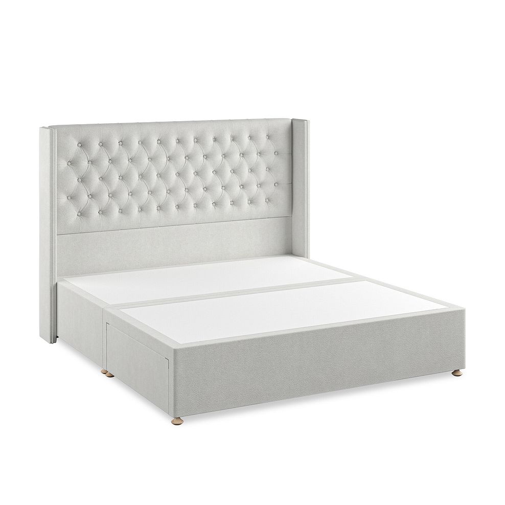 Wycombe Super King-Size 2 Drawer Divan with Winged Headboard in Venice Fabric - Silver 2