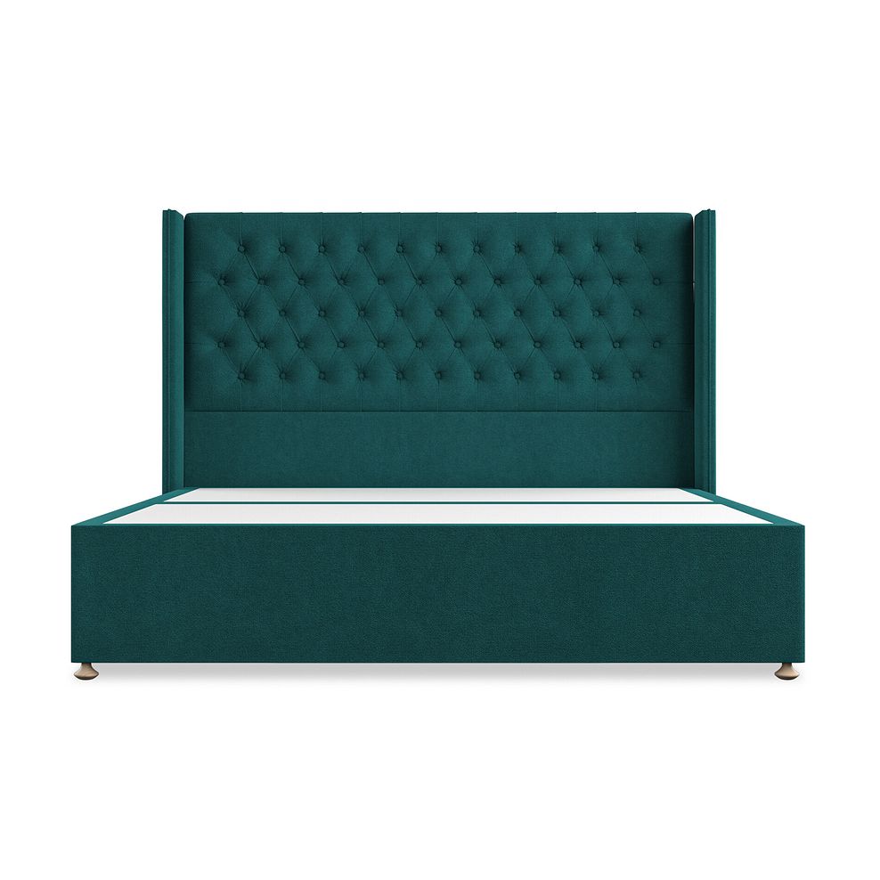 Wycombe Super King-Size 2 Drawer Divan with Winged Headboard in Venice Fabric - Teal 3