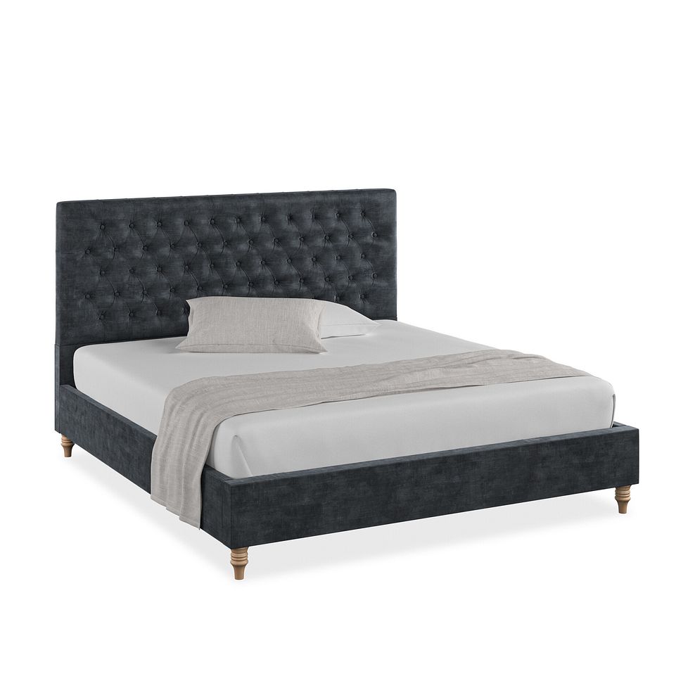 Wycombe Super King-Size Bed in Heritage Velvet - Charcoal 1