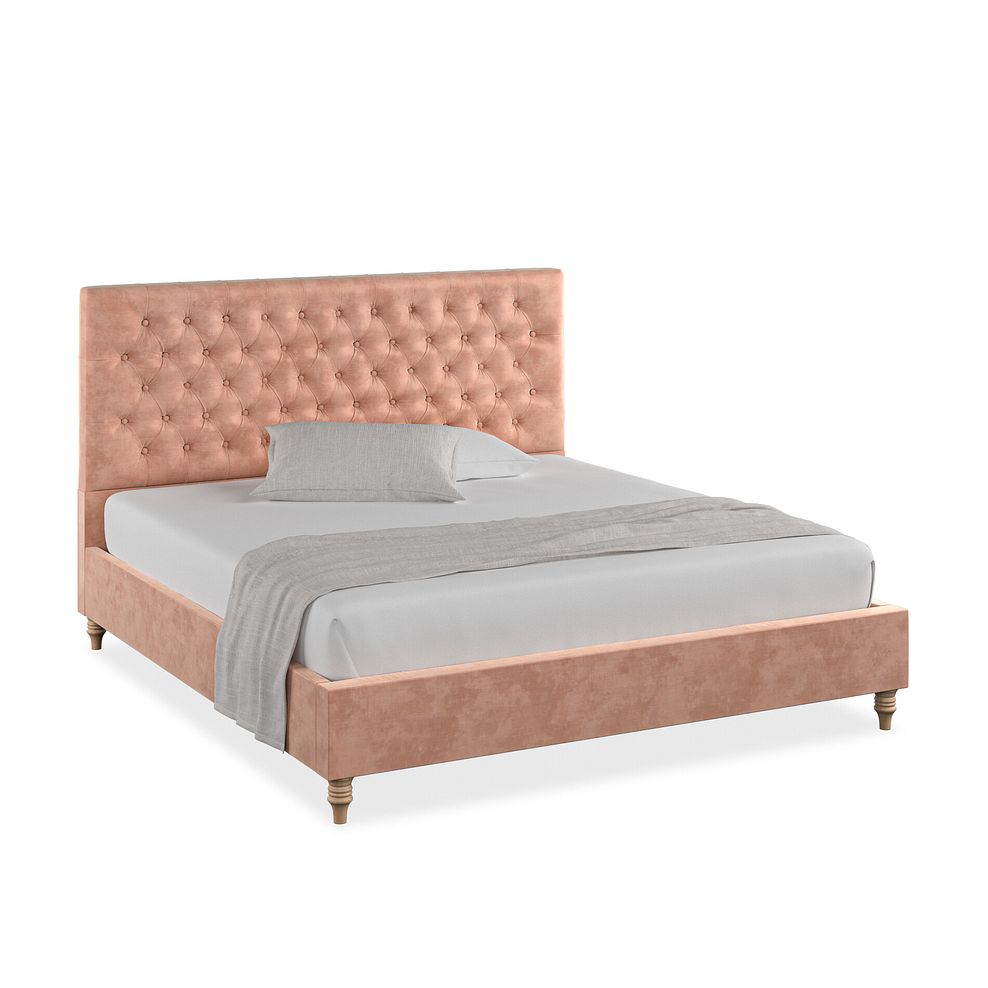 Wycombe Super King-Size Bed in Heritage Velvet - Powder Pink 1