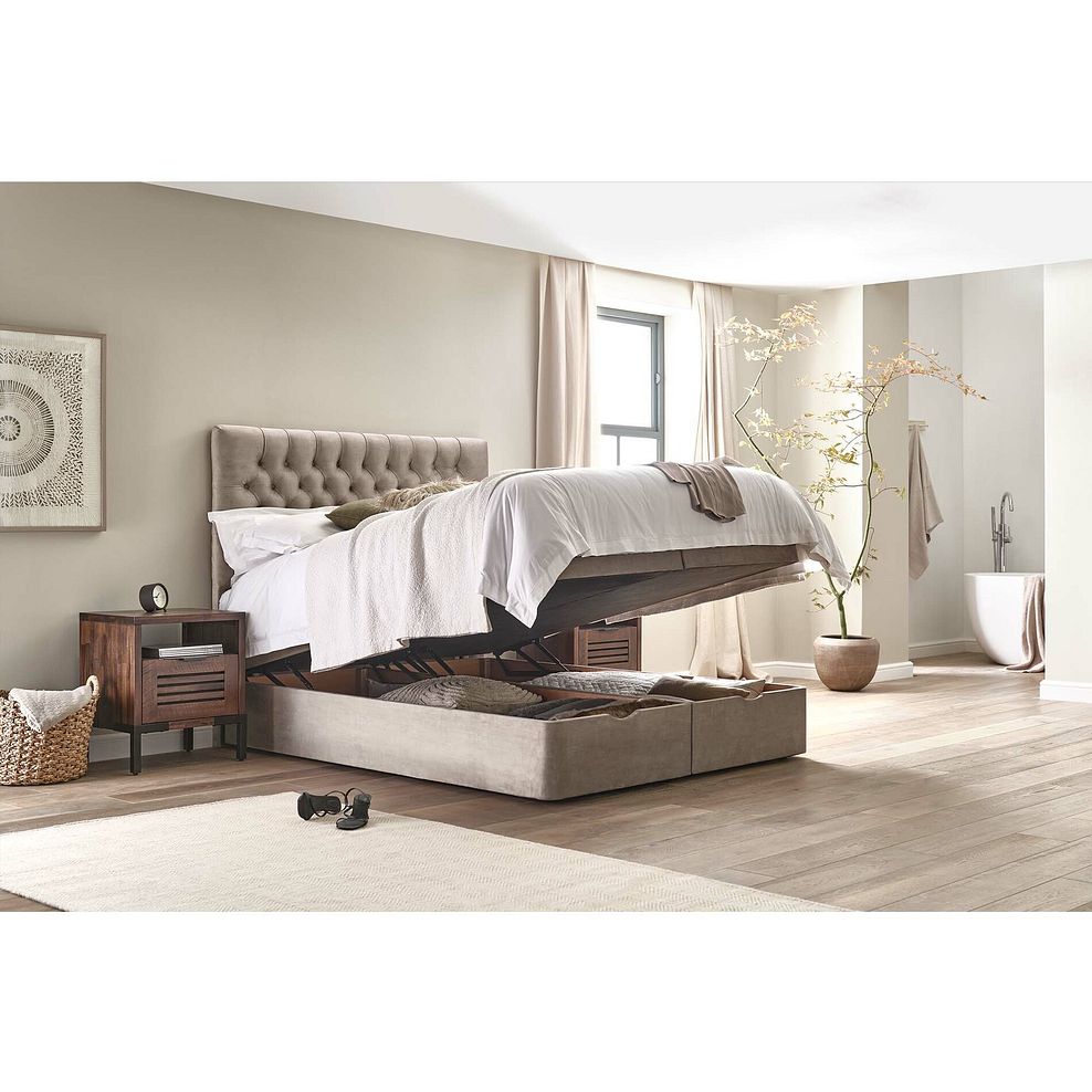 Wycombe Super King-Size Ottoman Storage Bed in Heritage Velvet - Mink Thumbnail 4