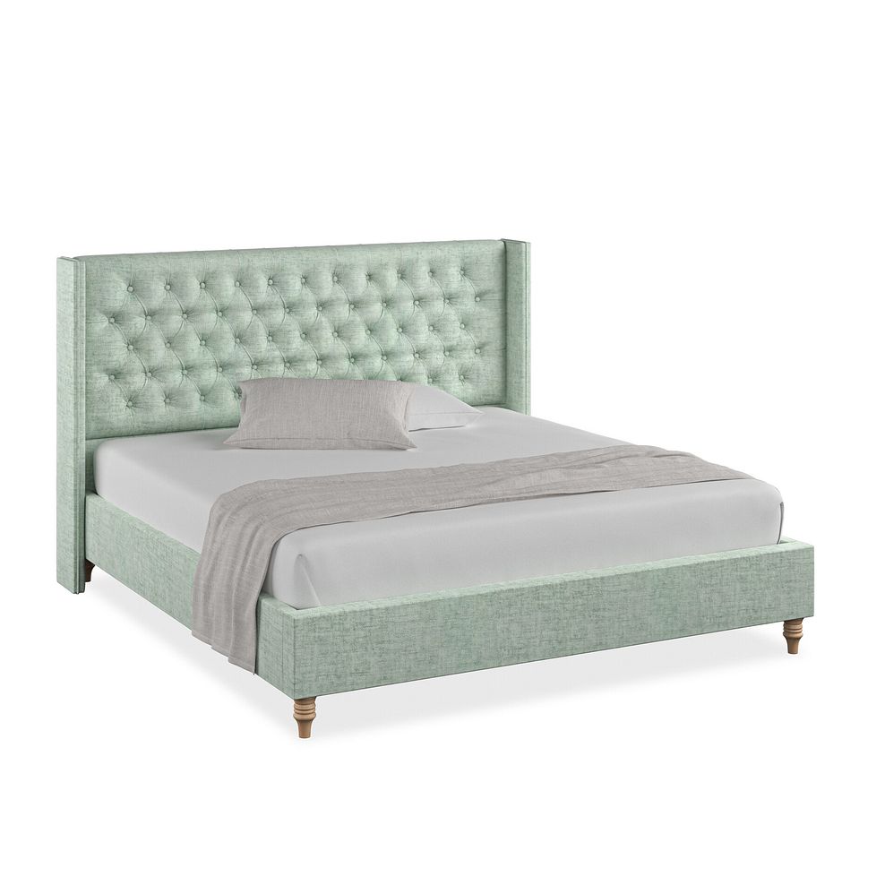 Wycombe Super King-Size Bed with Winged Headboard in Brooklyn Fabric - Glacier 1
