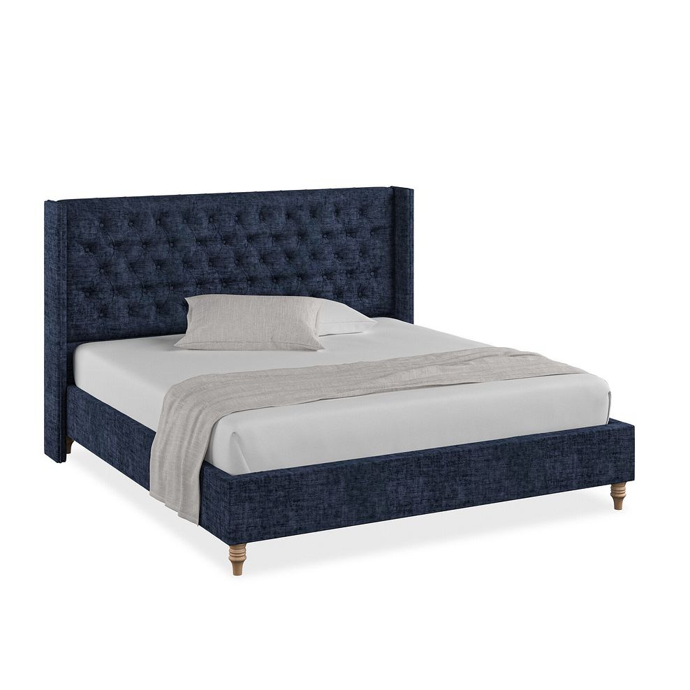 Wycombe Super King-Size Bed with Winged Headboard in Brooklyn Fabric - Hummingbird Blue 1