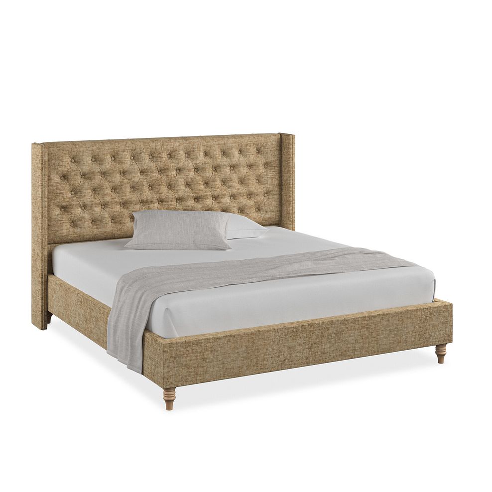 Wycombe Super King-Size Bed with Winged Headboard in Brooklyn Fabric - Saturn Mink 1