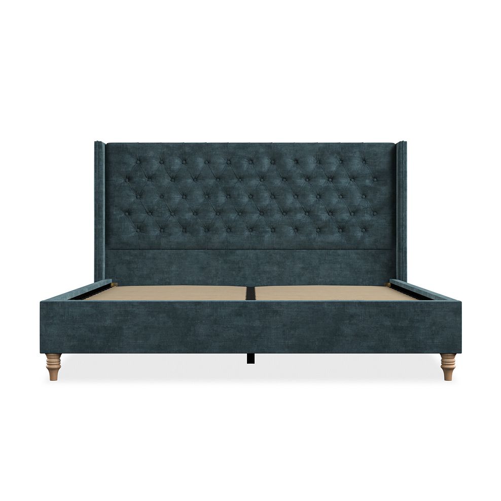 Wycombe Super King-Size Bed with Winged Headboard in Heritage Velvet - Airforce 3