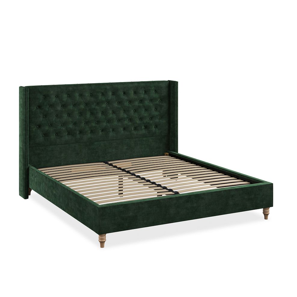 Wycombe Super King-Size Bed with Winged Headboard in Heritage Velvet - Bottle Green 2