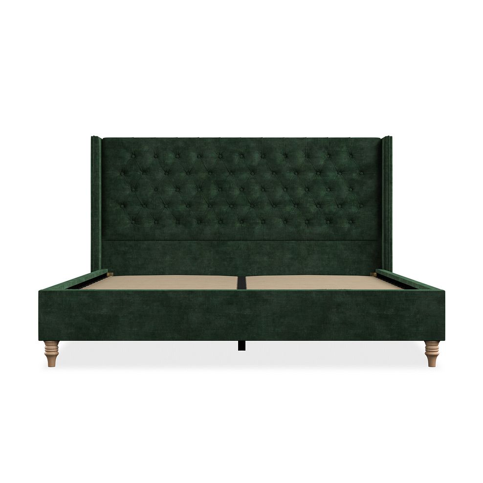 Wycombe Super King-Size Bed with Winged Headboard in Heritage Velvet - Bottle Green 3