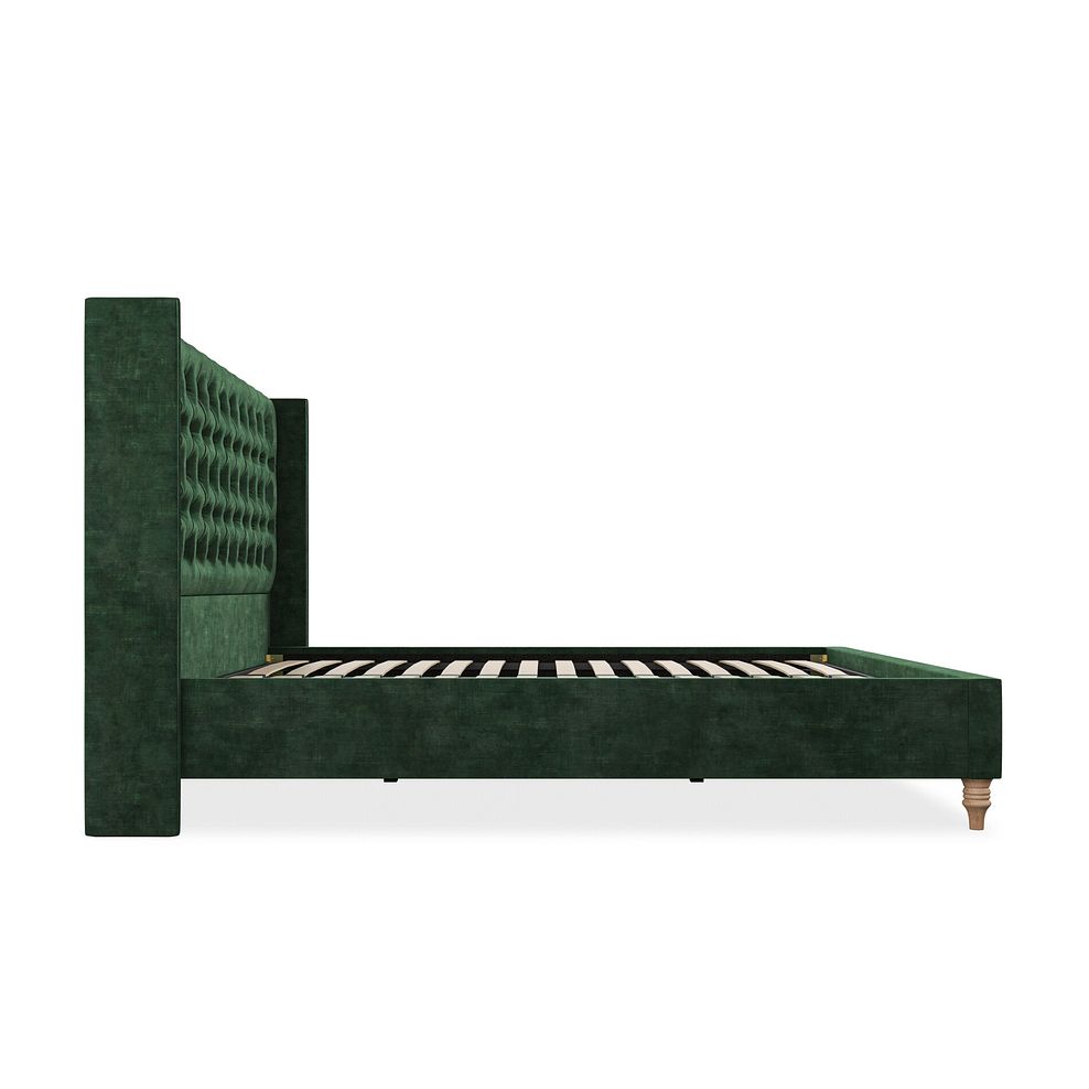 Wycombe Super King-Size Bed with Winged Headboard in Heritage Velvet - Bottle Green 4