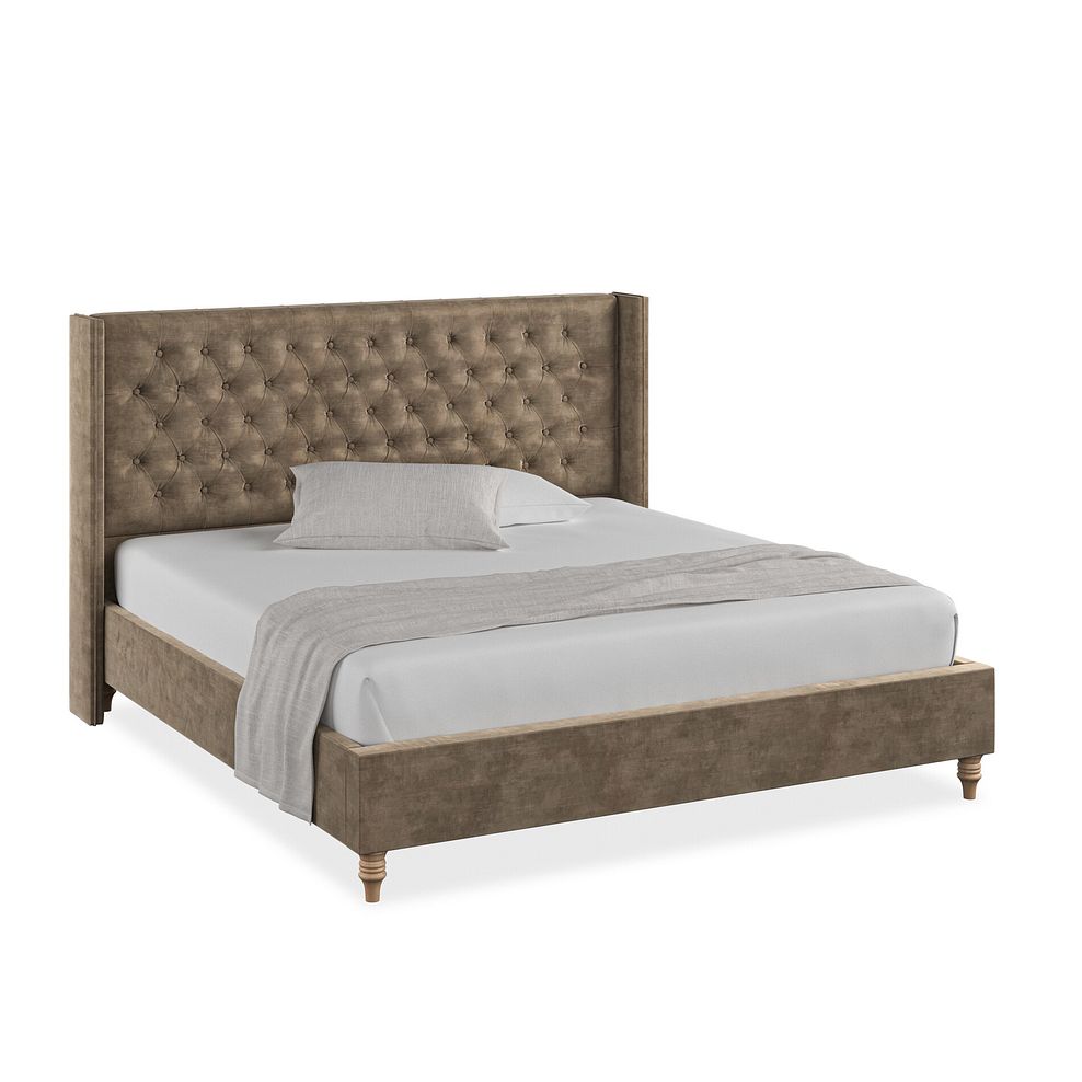 Wycombe Super King-Size Bed with Winged Headboard in Heritage Velvet - Cedar 1