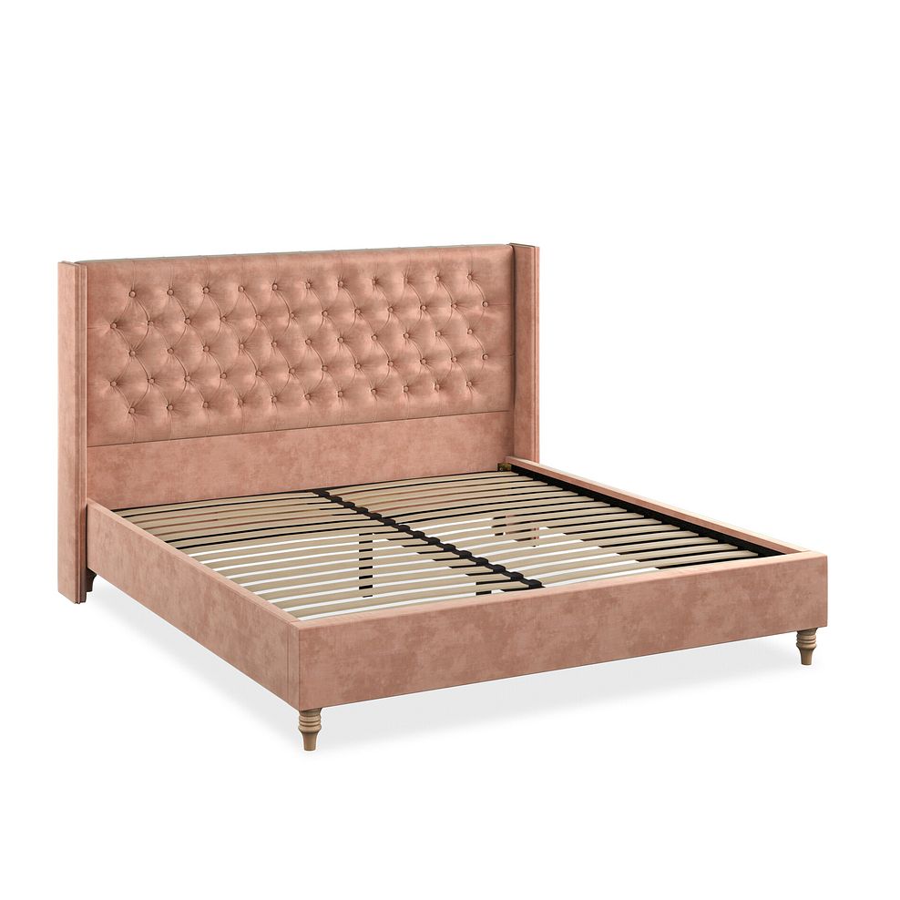 Wycombe Super King-Size Bed with Winged Headboard in Heritage Velvet - Powder Pink 2