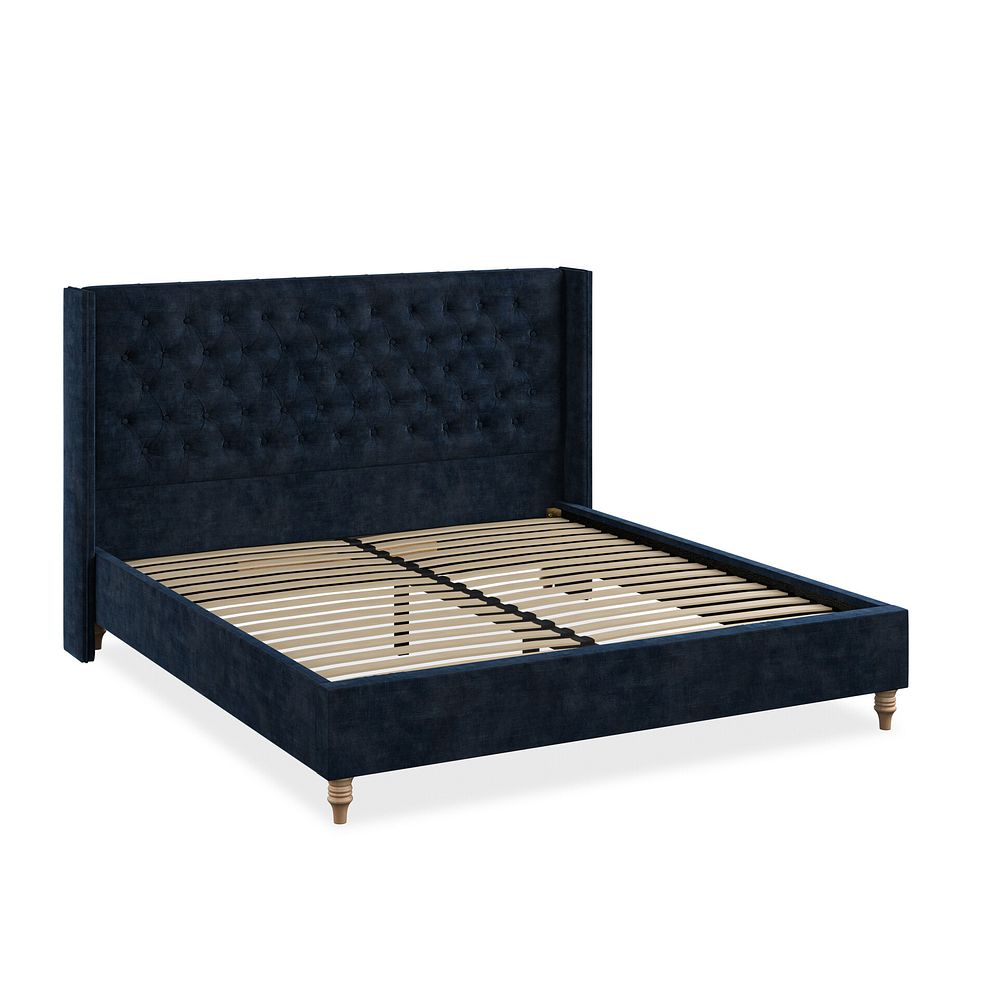 Wycombe Super King-Size Bed with Winged Headboard in Heritage Velvet - Royal Blue 2
