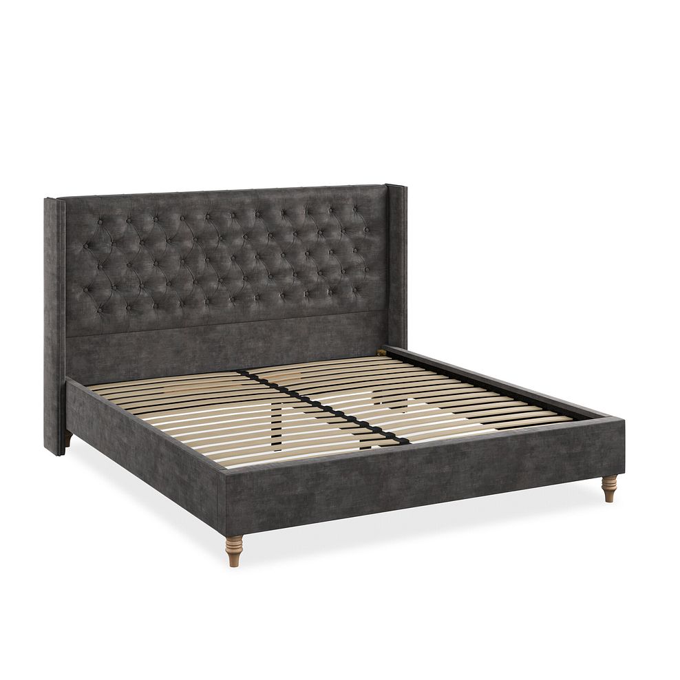 Wycombe Super King-Size Bed with Winged Headboard in Heritage Velvet - Steel 2