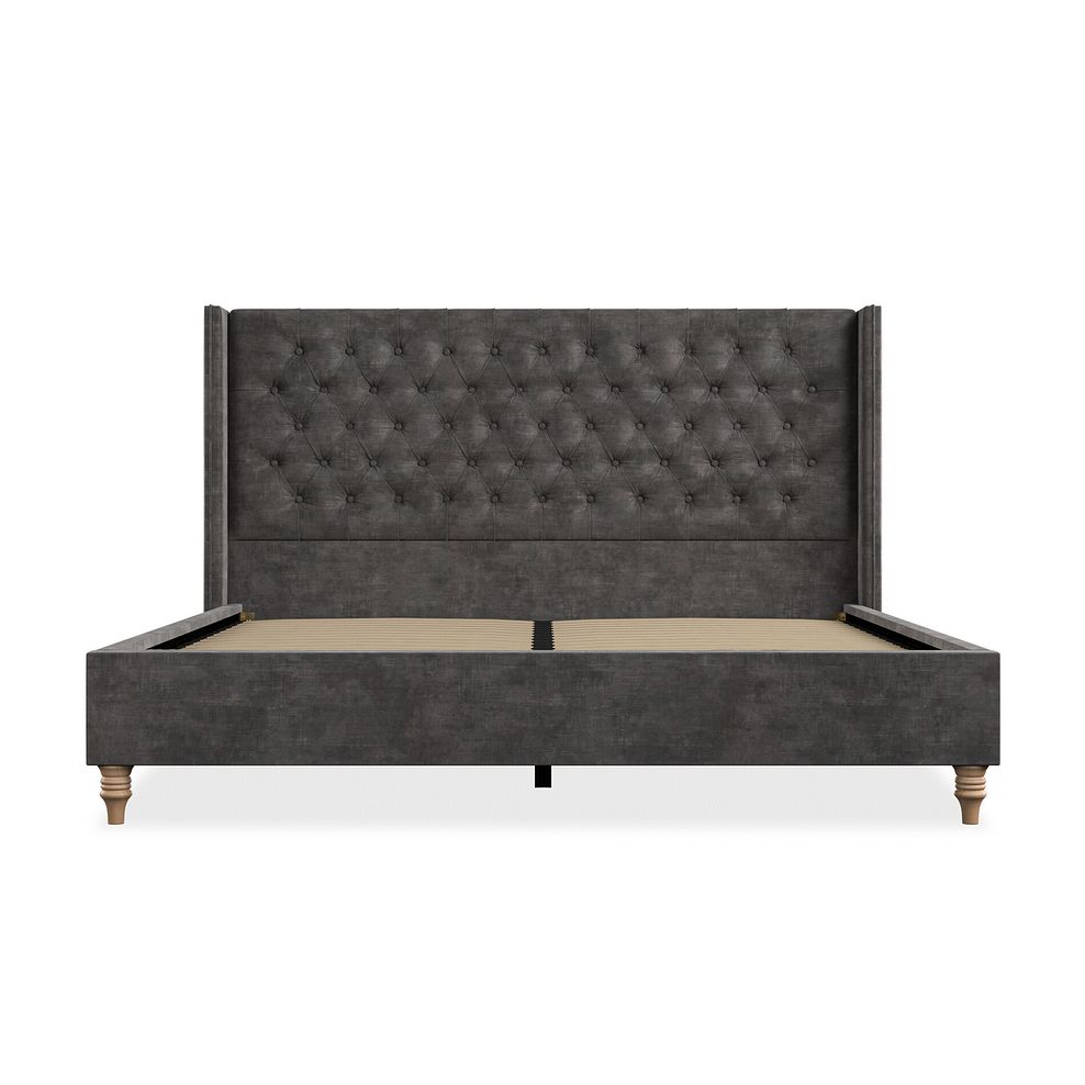 Wycombe Super King-Size Bed with Winged Headboard in Heritage Velvet - Steel 3