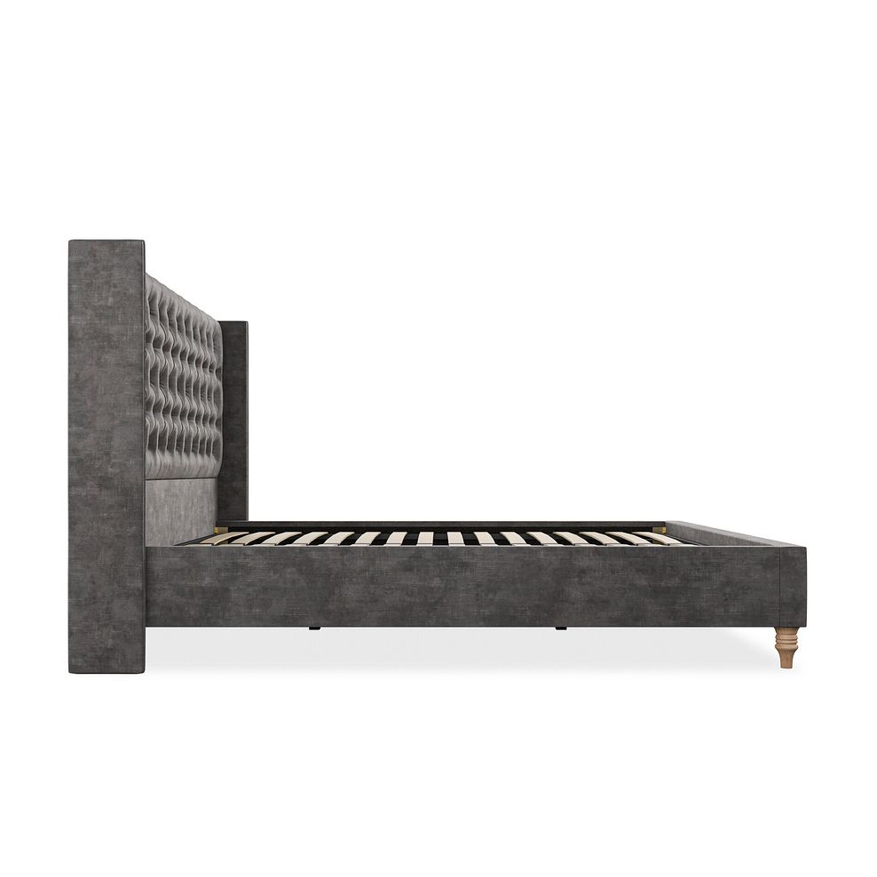 Wycombe Super King-Size Bed with Winged Headboard in Heritage Velvet - Steel 4
