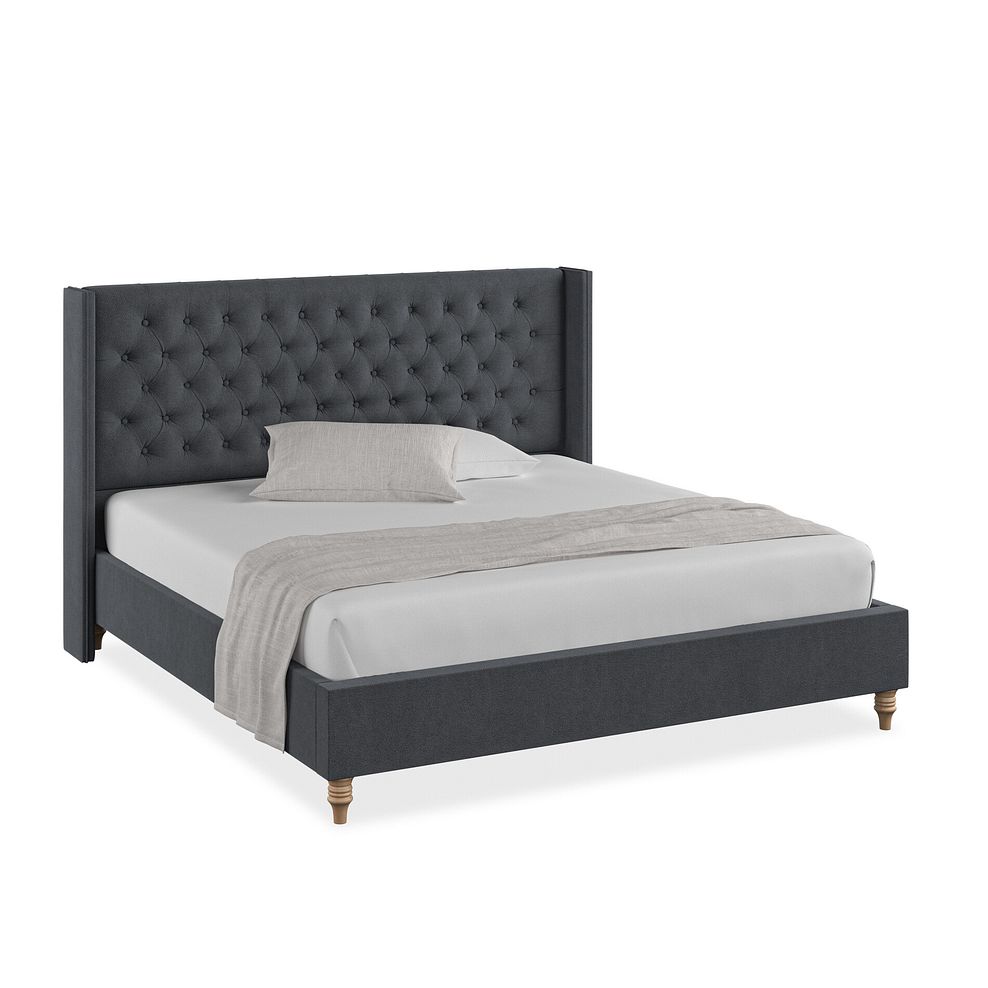 Wycombe Super King-Size Bed with Winged Headboard in Venice Fabric - Anthracite 1